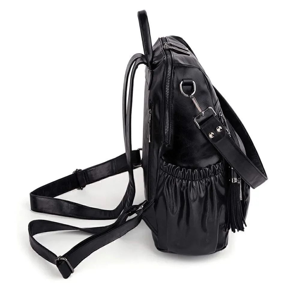 Black Leather Backpack    - Picture 4 of 4